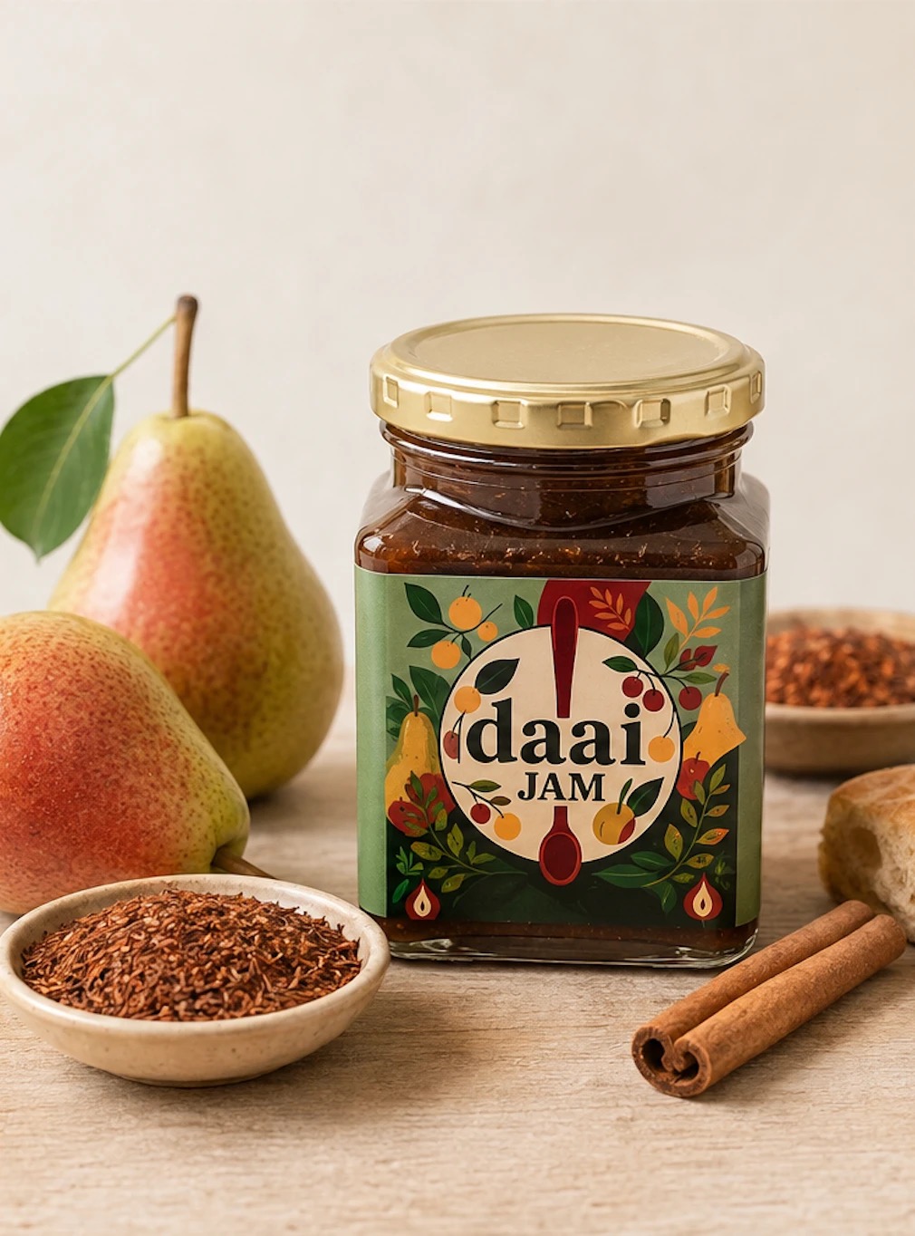 Daai Jam Rooibos Pear & Cinnamon Jam 280g with fresh pears, rooibos and cinnamon